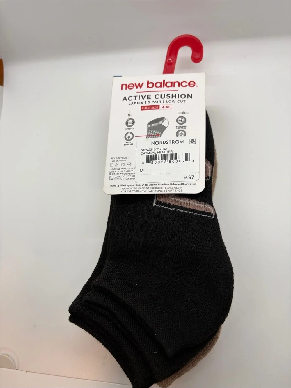 NWT New Balance Low Cut Active Cushion Socks - Tan with White logo (4 Pair)